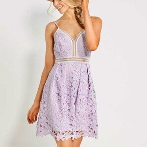 AQUA • Emma Lavender/Lilac Lace Midi Dress